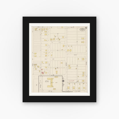 Old map wall art mockup — black gallery frame with white mat — Sanborn Fire Insurance Map from Calexico, Imperial County, California (1920), Sheet #0006