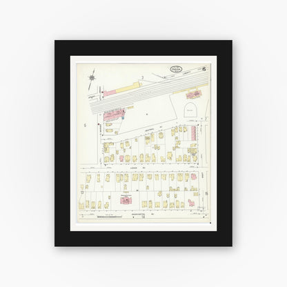 Old map wall art mockup — black gallery frame with white mat — Sanborn Fire Insurance Map from Oneida, Madison County, New York (1914), Sheet #0006