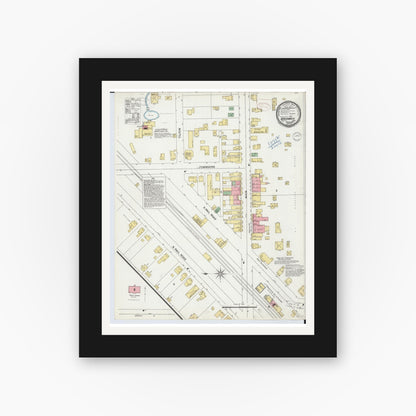 Old map wall art mockup — black gallery frame with white mat — Sanborn Fire Insurance Map from Greenwich, Huron County, Ohio (1899), Sheet #0001