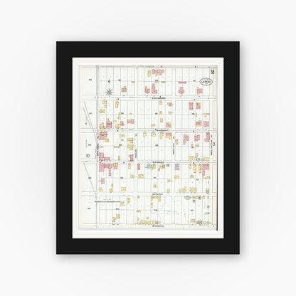 Old map wall art mockup — black gallery frame with white mat — Sanborn Fire Insurance Map from Laredo, Webb County, Texas (1900), Sheet #0002