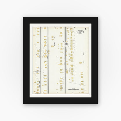 Old map wall art mockup — black gallery frame with white mat — Sanborn Fire Insurance Map from Salisbury, Essex County, Massachusetts (1904), Sheet #0005