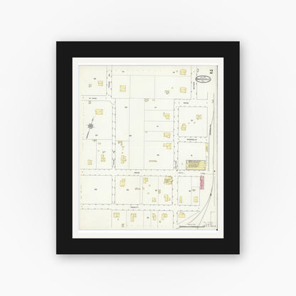 Old map wall art mockup — black gallery frame with white mat — Sanborn Fire Insurance Map from Madisonville, Madison County, Texas (1914), Sheet #0002