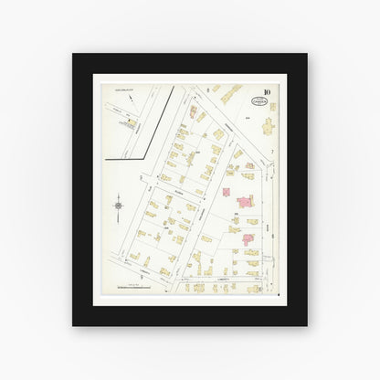 Old map wall art mockup — black gallery frame with white mat — Sanborn Fire Insurance Map from Camden, Oneida County, New York (1912), Sheet #0010