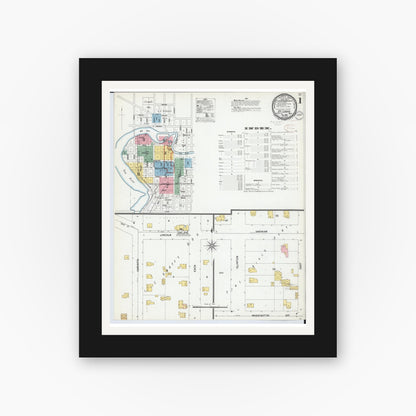 Old map wall art mockup — black gallery frame with white mat — Sanborn Fire Insurance Map from Saint Louis, Gratiot County, Michigan (1899) - Complete Map Set