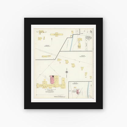 Old map wall art mockup — black gallery frame with white mat — Sanborn Fire Insurance Map from Clearwater, Pinellas County, Florida (1913), Sheet #0005