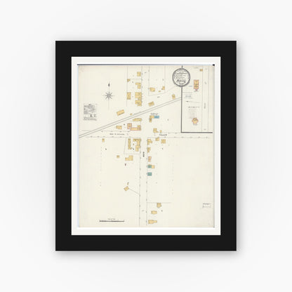 Old map wall art mockup — black gallery frame with white mat — Sanborn Fire Insurance Map from Rubicon, Dodge County, Wisconsin (1900), Sheet #0001