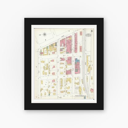 Old map wall art mockup — black gallery frame with white mat — Sanborn Fire Insurance Map from Sterling, Whiteside County, Illinois (1903), Sheet #0003
