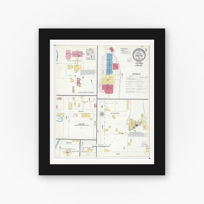 Old map wall art mockup — black gallery frame with white mat — Sanborn Fire Insurance Map from Ironton, Iron County, Missouri (1908) - Complete Map Set