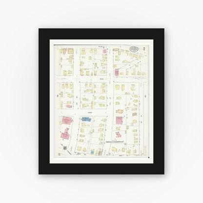 Old map wall art mockup — black gallery frame with white mat — Sanborn Fire Insurance Map from Red Wing, Goodhue County, Minnesota (1910), Sheet #0007
