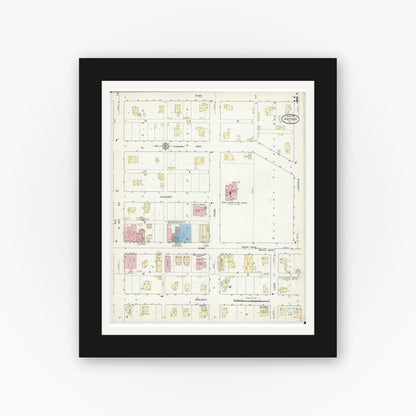 Old map wall art mockup — black gallery frame with white mat — Sanborn Fire Insurance Map from Arthur, Moultrie And Douglas Counties, Illinois (1914), Sheet #0003