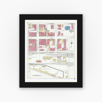 Old map wall art mockup — black gallery frame with white mat — Sanborn Fire Insurance Map from Ionia, Ionia County, Michigan (1920), Sheet #0006