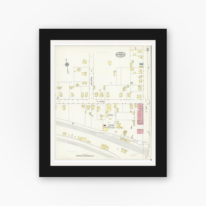 Old map wall art mockup — black gallery frame with white mat — Sanborn Fire Insurance Map from Savannah, Wayne County, New York (1910), Sheet #0002