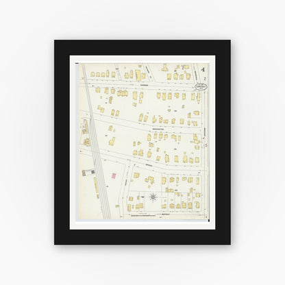 Old map wall art mockup — black gallery frame with white mat — Sanborn Fire Insurance Map from Conneaut, Ashtabula County, Ohio (1902), Sheet #0004