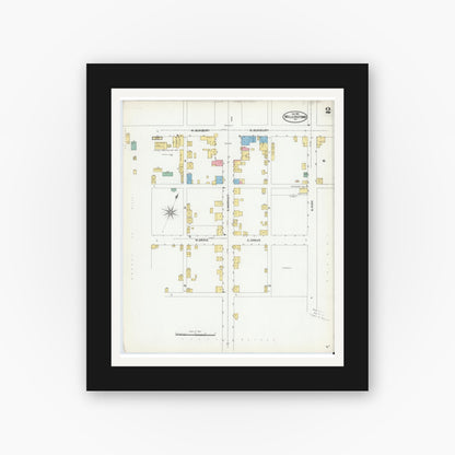 Old map wall art mockup — black gallery frame with white mat — Sanborn Fire Insurance Map from Millerstown, Perry County, Pennsylvania (1904), Sheet #0002