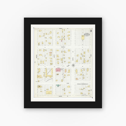 Old map wall art mockup — black gallery frame with white mat — Sanborn Fire Insurance Map from Appleton, Swift County, Minnesota (1899), Sheet #0003