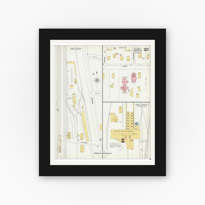 Old map wall art mockup — black gallery frame with white mat — Sanborn Fire Insurance Map from Sharon, Mercer County, Pennsylvania (1903), Sheet #0023