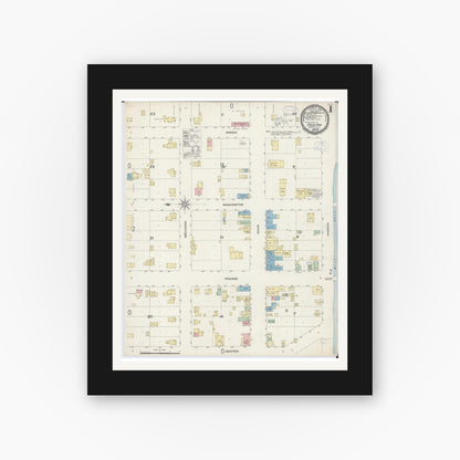 Old map wall art mockup — black gallery frame with white mat — Sanborn Fire Insurance Map from Rockton, Winnebago County, Illinois (1898) - Complete Map Set