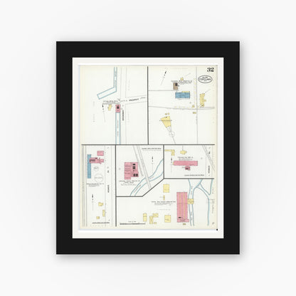 Old map wall art mockup — black gallery frame with white mat — Sanborn Fire Insurance Map from Cortland, Cortland County, New York (1908), Sheet #0032