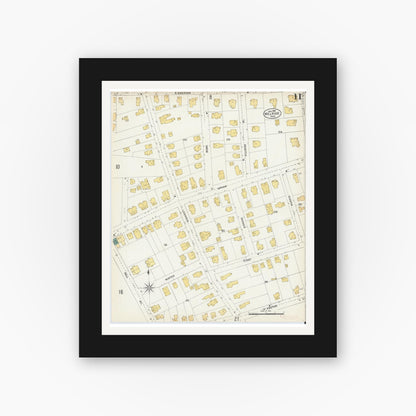 Old map wall art mockup — black gallery frame with white mat — Sanborn Fire Insurance Map from Melrose, Middlesex County, Massachusetts (1903), Sheet #0011