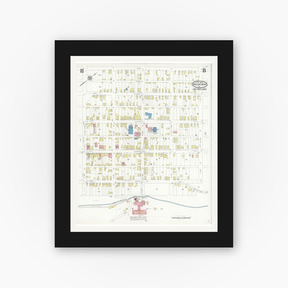 Old map wall art mockup — black gallery frame with white mat — Sanborn Fire Insurance Map from Mauch Chunk, Carbon County, Pennsylvania (1930), Sheet #0008