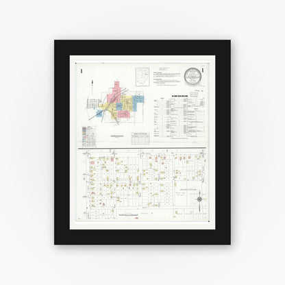 Old map wall art mockup — black gallery frame with white mat — Sanborn Fire Insurance Map from Louisville, Stark County, Ohio (1933), Sheet #0001