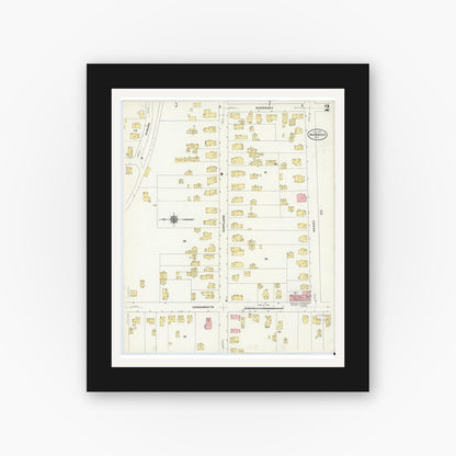 Old map wall art mockup — black gallery frame with white mat — Sanborn Fire Insurance Map from Norwich, Chenango County, New York (1910) - Complete Map Set