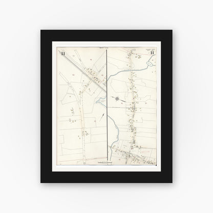 Old map wall art mockup — black gallery frame with white mat — Sanborn Fire Insurance Map from Cohasset, Norfolk County, Massachusetts (1940), Sheet #0011