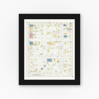 Old map wall art mockup — black gallery frame with white mat — Sanborn Fire Insurance Map from Lockport, Will County, Illinois (1902), Sheet #0006