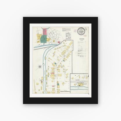 Old map wall art mockup — black gallery frame with white mat — Sanborn Fire Insurance Map from Shickshinny, Luzerne County, Pennsylvania (1907) - Complete Map Set
