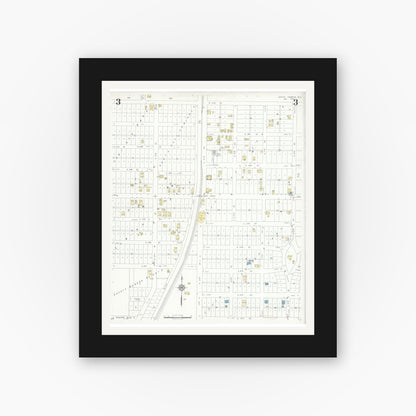 Old map wall art mockup — black gallery frame with white mat — Sanborn Fire Insurance Map from Safety Harbor, Pinellas County, Florida (1933), Sheet #0003