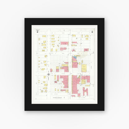 Old map wall art mockup — black gallery frame with white mat — Sanborn Fire Insurance Map from Mission, Hidalgo County, Texas (1933), Sheet #0002