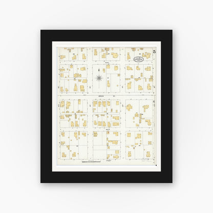 Old map wall art mockup — black gallery frame with white mat — Sanborn Fire Insurance Map from Orange, Orange County, Texas (1904), Sheet #0005