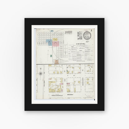 Old map wall art mockup — black gallery frame with white mat — Sanborn Fire Insurance Map from Wellston, Jackson County, Ohio (1888) - Complete Map Set