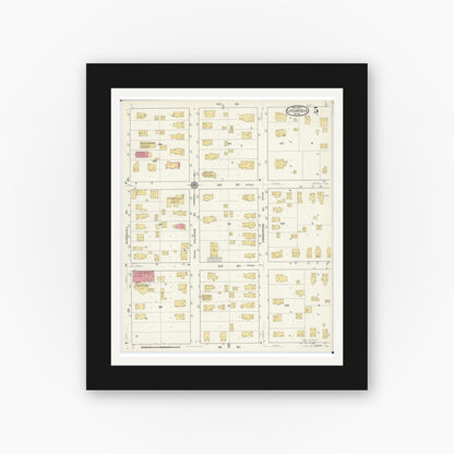 Old map wall art mockup — black gallery frame with white mat — Sanborn Fire Insurance Map from Litchfield, Meeker County, Minnesota (1917), Sheet #0005