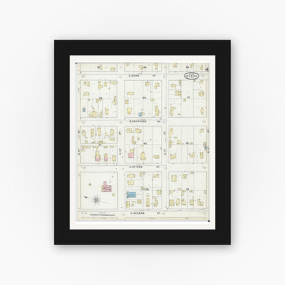 Old map wall art mockup — black gallery frame with white mat — Sanborn Fire Insurance Map from Dixon, Lee County, Illinois (1891), Sheet #0004