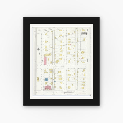 Old map wall art mockup — black gallery frame with white mat — Sanborn Fire Insurance Map from Assumption, Christian County, Illinois (1916), Sheet #0003