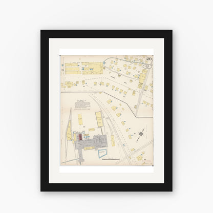 Old map wall art mockup — black gallery frame with white mat — Sanborn Fire Insurance Map from Hilo, Hawaii County, Hawaii (1914), Sheet #0020