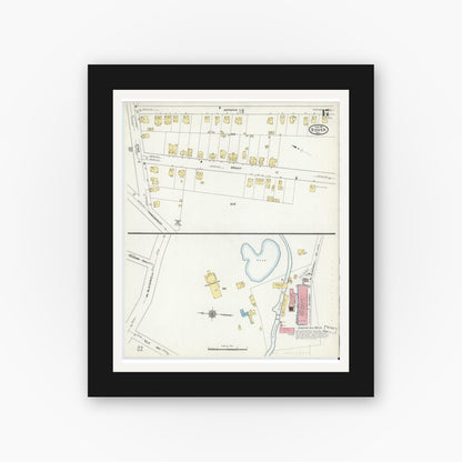Old map wall art mockup — black gallery frame with white mat — Sanborn Fire Insurance Map from Dover, Morris County, New Jersey (1916), Sheet #0017
