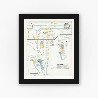 Old map wall art mockup — black gallery frame with white mat — Sanborn Fire Insurance Map from Chittenango, Madison County, New York (1900) - Complete Map Set