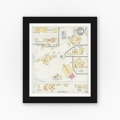 Old map wall art mockup — black gallery frame with white mat — Sanborn Fire Insurance Map from Matthews, Grant County, Indiana (1900) - Complete Map Set