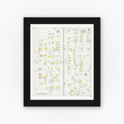 Old map wall art mockup — black gallery frame with white mat — Sanborn Fire Insurance Map from Alpena, Alpena County, Michigan (1901), Sheet #0004