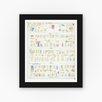Old map wall art mockup — black gallery frame with white mat — Sanborn Fire Insurance Map from Beloit, Rock County, Wisconsin (1902), Sheet #0006
