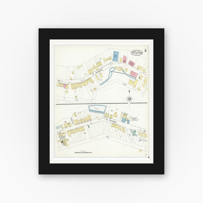 Old map wall art mockup — black gallery frame with white mat — Sanborn Fire Insurance Map from Mauch Chunk, Carbon County, Pennsylvania (1908), Sheet #0004