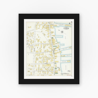 Old map wall art mockup — black gallery frame with white mat — Sanborn Fire Insurance Map from Provincetown, Barnstable County, Massachusetts (1902), Sheet #0004