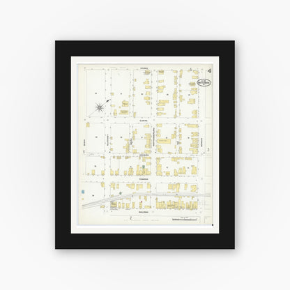 Old map wall art mockup — black gallery frame with white mat — Sanborn Fire Insurance Map from White Haven, Luzerne County, Pennsylvania (1908), Sheet #0004