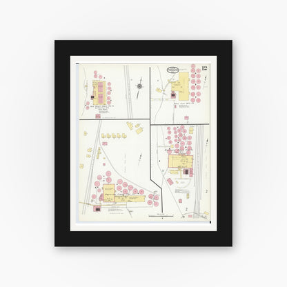 Old map wall art mockup — black gallery frame with white mat — Sanborn Fire Insurance Map from Toronto, Jefferson County, Ohio (1911), Sheet #0012
