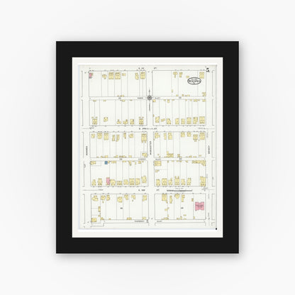 Old map wall art mockup — black gallery frame with white mat — Sanborn Fire Insurance Map from Nescopeck, Luzerne County, Pennsylvania (1919), Sheet #0005