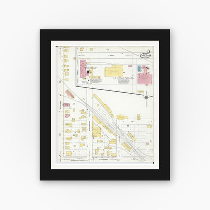 Old map wall art mockup — black gallery frame with white mat — Sanborn Fire Insurance Map from Charlotte, Eaton County, Michigan (1918), Sheet #0003