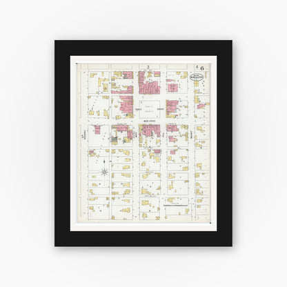Old map wall art mockup — black gallery frame with white mat — Sanborn Fire Insurance Map from Winchester, Scott County, Illinois (1900), Sheet #0006
