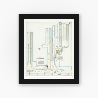 Old map wall art mockup — black gallery frame with white mat — Sanborn Fire Insurance Map from Ashland, Ashland County, Wisconsin (1901), Sheet #0029